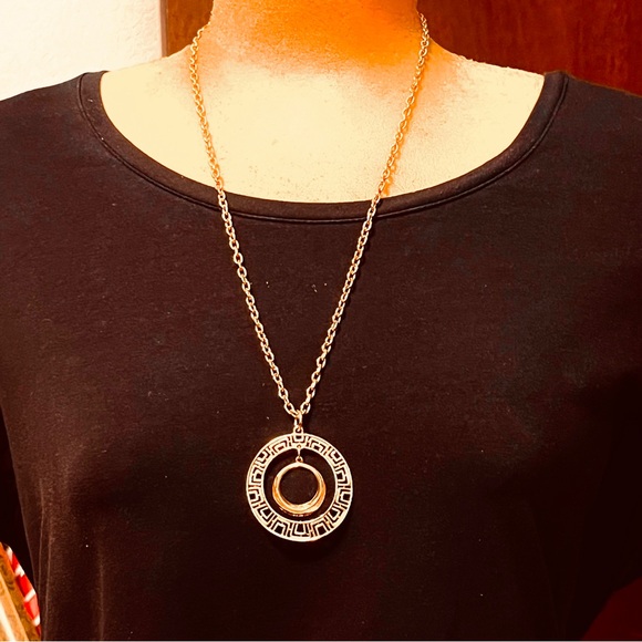 Jewelry - Gold-Tone Circular Pendant Necklace - Women's Jewelry